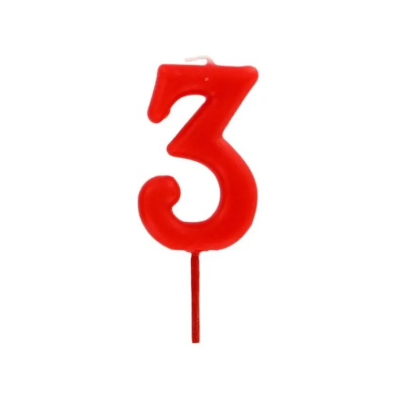 Bougie Anniversaire Chiffre 3 Rouge Patisdecor>Cerf Dellier New