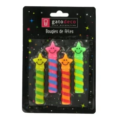 Bougies Smileys Etoiles Patisdecor (X 4)>Cerf Dellier Online