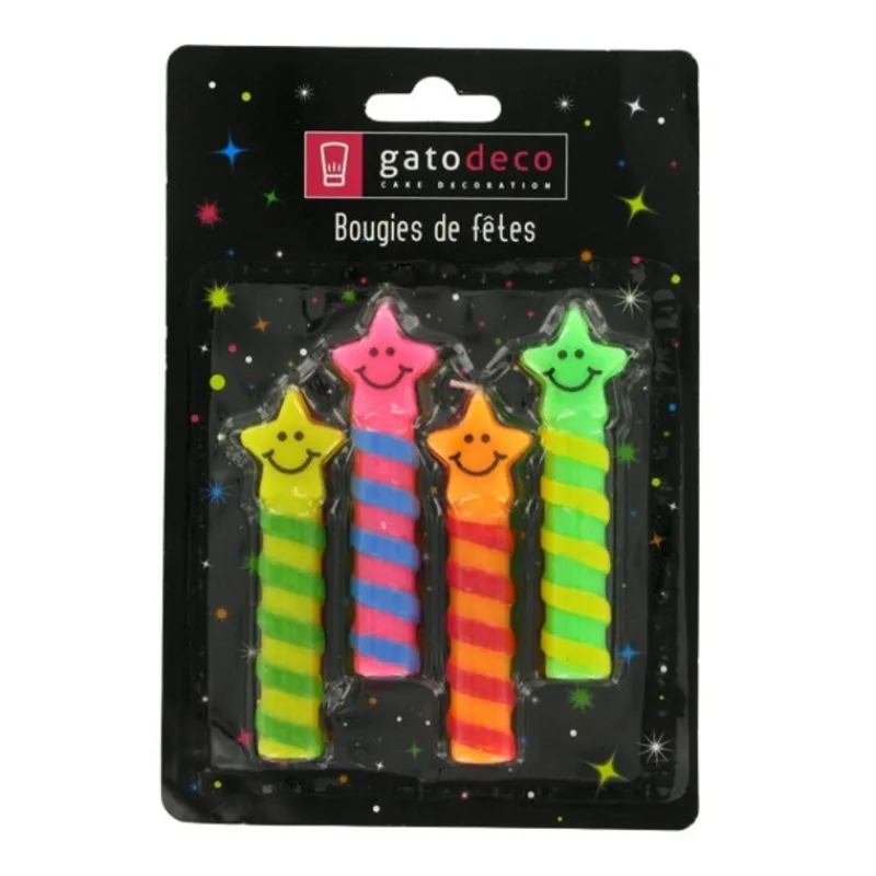 Bougies Smileys Etoiles Patisdecor (X 4)>Cerf Dellier Online