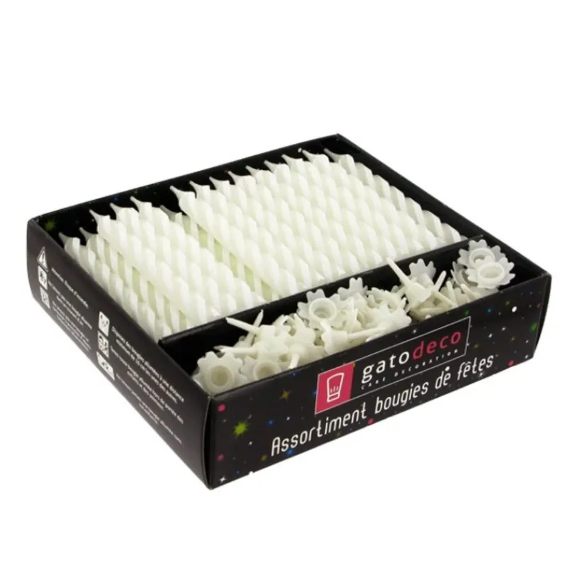 Bougies Torsadees 8 Cm Et Bobeches Blanches Patisdecor (X 70)>Cerf Dellier Hot