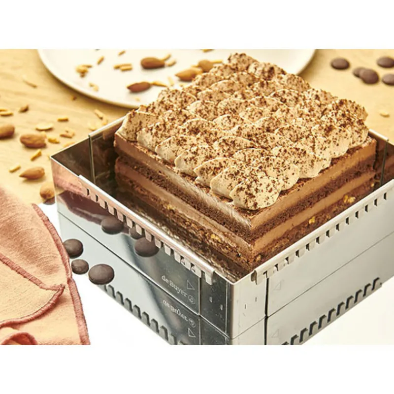 Cerf Dellier Caisses À Génoise*Cadre A Entremets Extensible Inox 30 A 57 Cm De Buyer