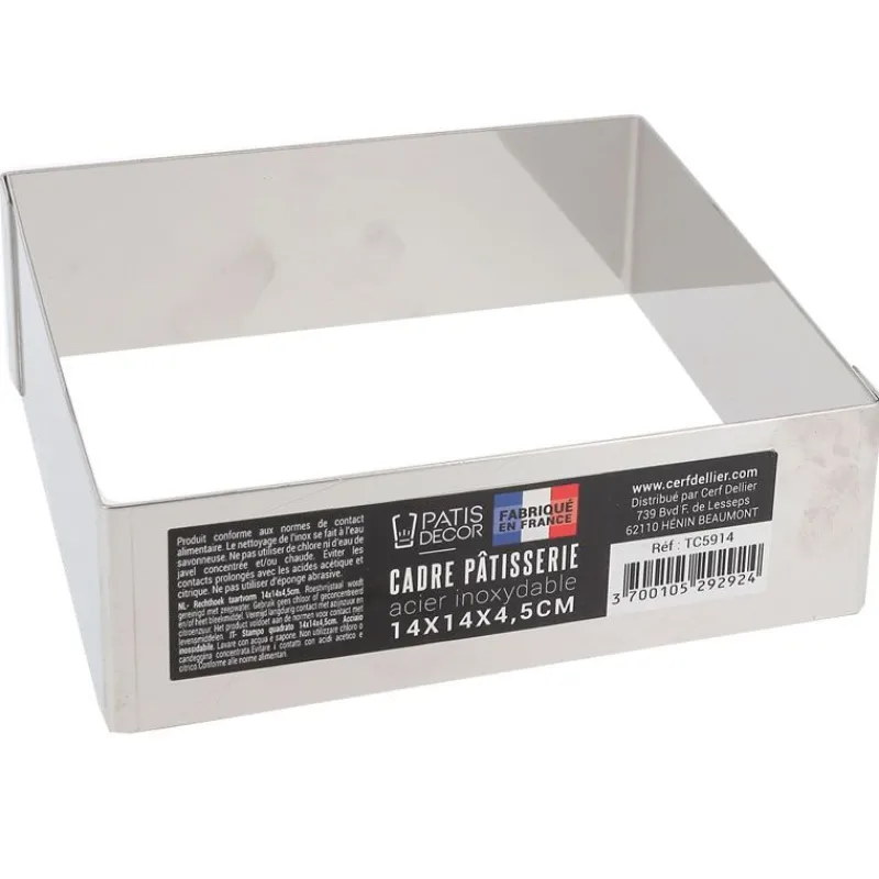 Cerf Dellier Cadres À Patisserie*Cadre A Mousse Inox H 4,5 Cm 14 X 14 Cm Patisdecor