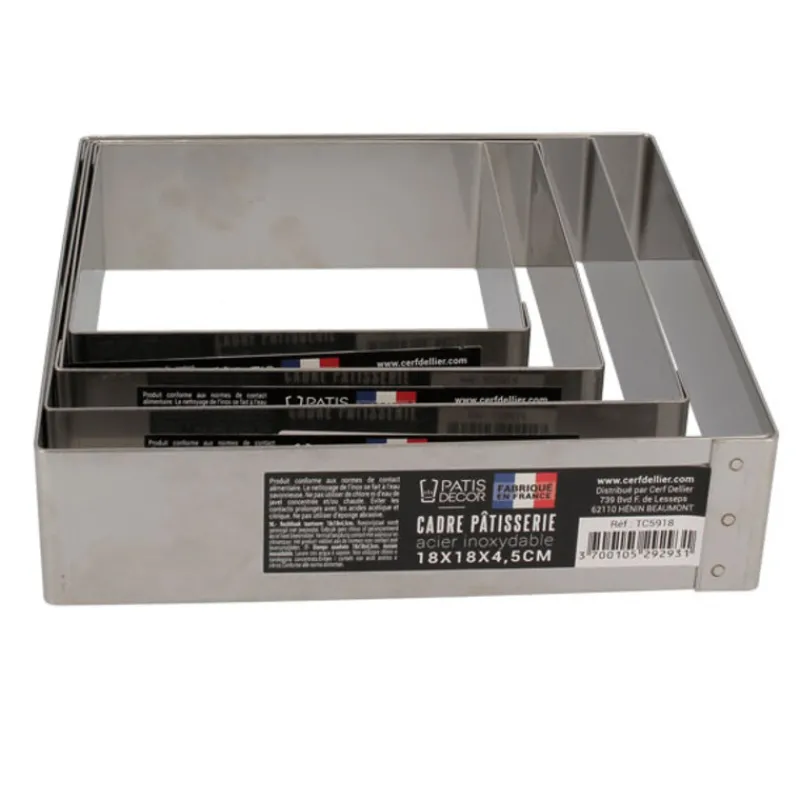 Cerf Dellier Cadres À Patisserie*Cadre A Mousse Inox H 4,5 Cm 20 X 20 Cm Patisdecor
