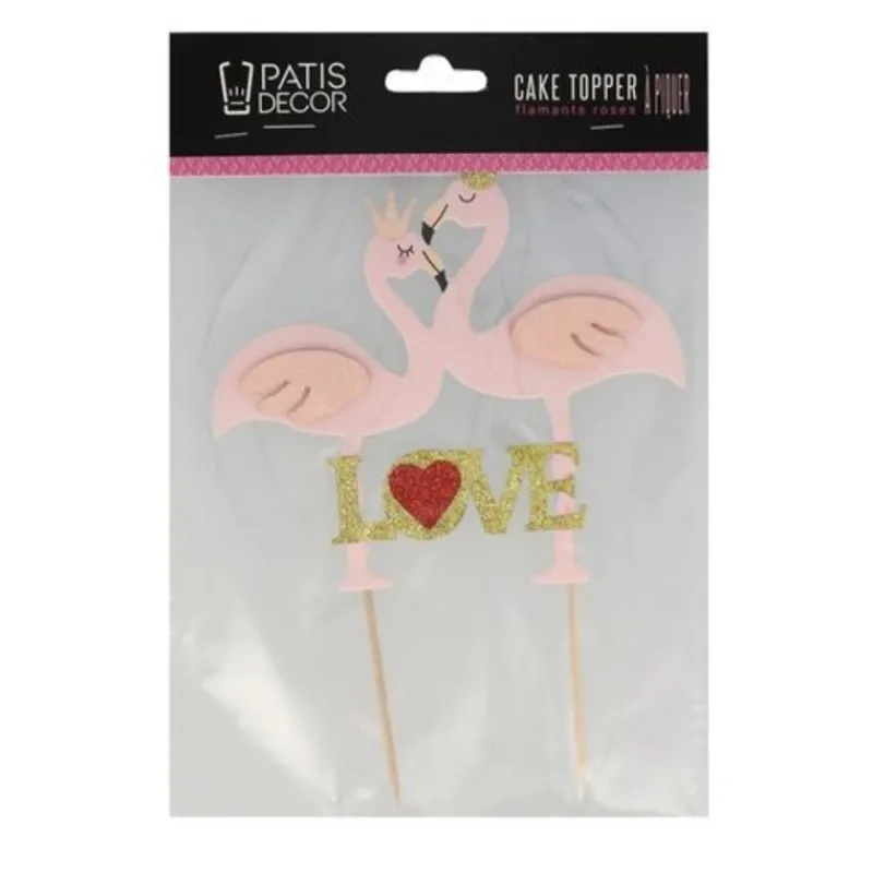 Cake Topper Flamants Roses Love Patisdecor>Cerf Dellier Online