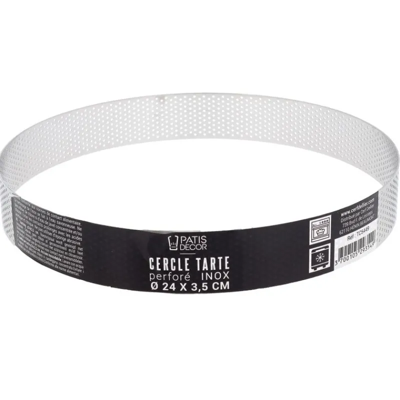 Cerf Dellier Cercles À Patisserie*Cercle A Tarte Perfore Inox H 3,5 Cm 24 Cm Patisdecor