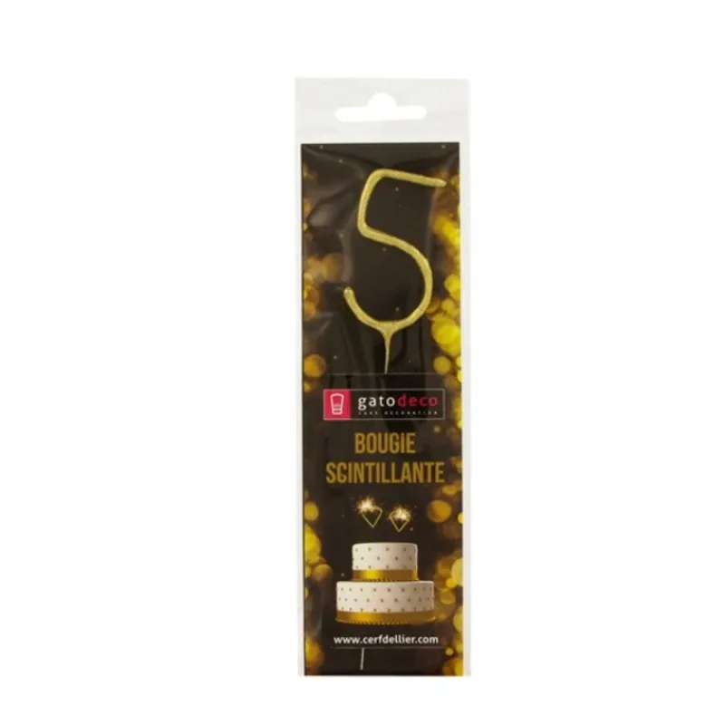 Cierge Magique Dore Chiffre 5 Patisdecor>Cerf Dellier Clearance