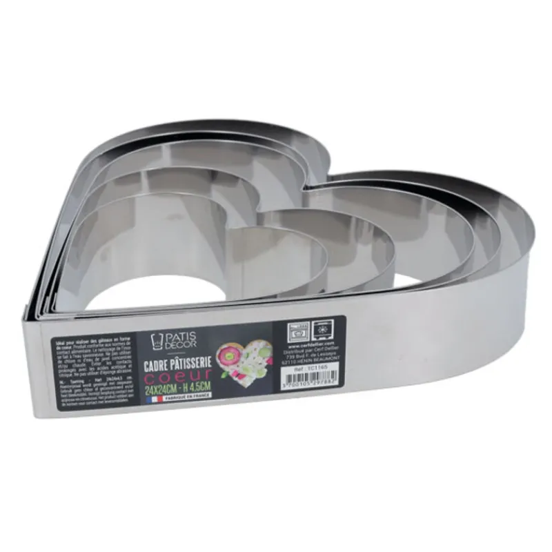 Cerf Dellier Cercles À Patisserie*Coeur A Mousse Inox H 4,5 Cm L 18 Cm Patisdecor