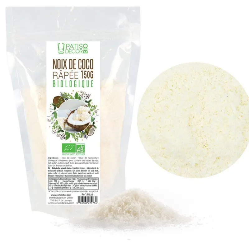 Cerf Dellier Fruits Secs Et Confits*Noix De Coco Rapee Bio 150 G