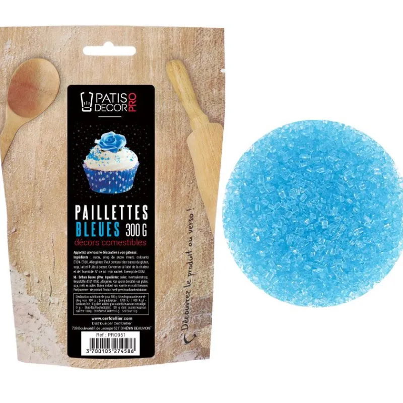 Paillettes Comestibles Bleues Patisdecor Pro 300 G>Cerf Dellier Clearance