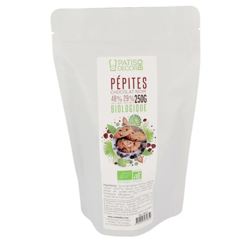Cerf Dellier Chunks Et Pepites*Pepites De Chocolat Noir Bio 250 G 60% Patisdecor Bio