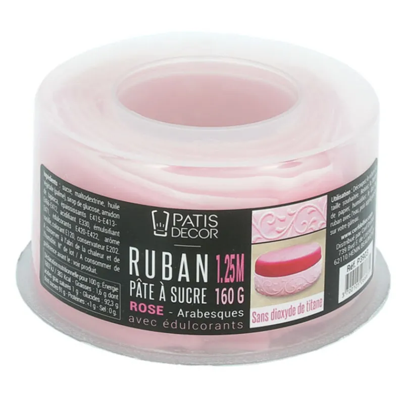 Cerf Dellier Ruban Pâte À Sucre*Ruban Pâte À Sucre Rose Arabesques (1,25 M)